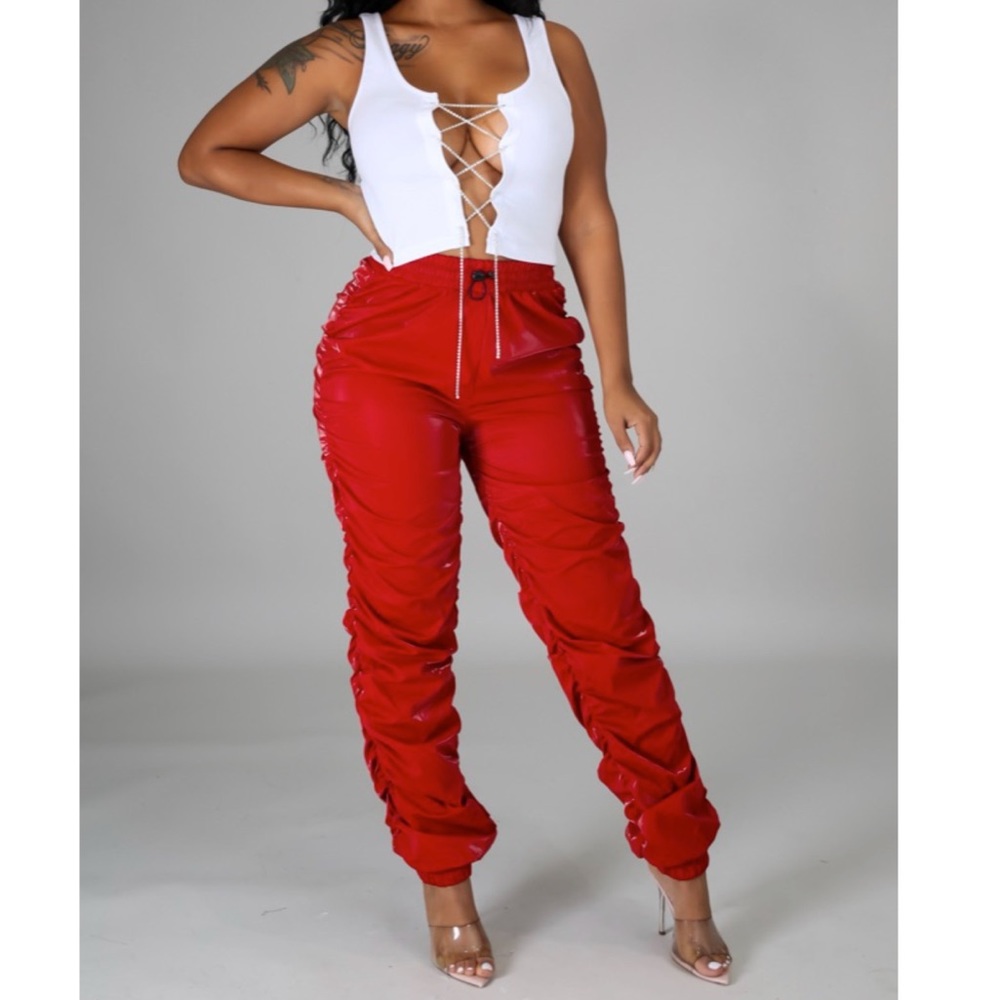 Red Ruched Pants